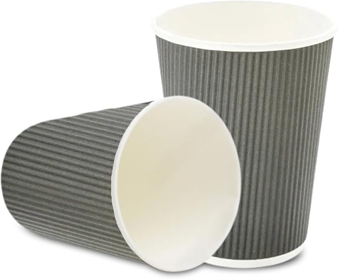 Restaurantware Ripple Wall Coffee Cups 500 Count 12 Ounce Insulated Gray Paper by Restaurantware