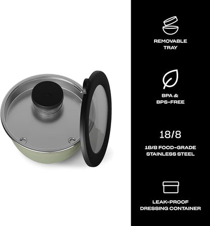 S'well Stainless Steel Salad Bowl Kit 64oz, Mountain Sage, Comes - Image 3