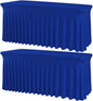 2 Pack Royal Blue Spandex Tablecloths 6FT Rectangular Fitted Table Covers, Stretch Tablecloths for 6 Foot Tables Wrinkle Free Elastic Table Skirt for Graduation Party Wedding Banquet Events