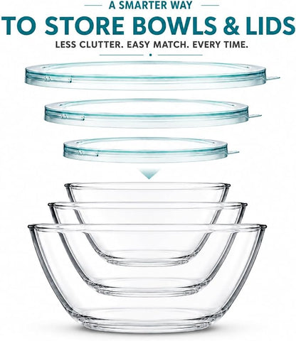 Luvan Glass Mixing Bowls with Lids Set-Large Glass Mixing Bowls, Food Prep - Image 5