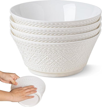 Yeacccng Deep Soup Bowls Set of 4, 58oz Large Cereal Bowls, Large Soup Bowl by Yeacccng