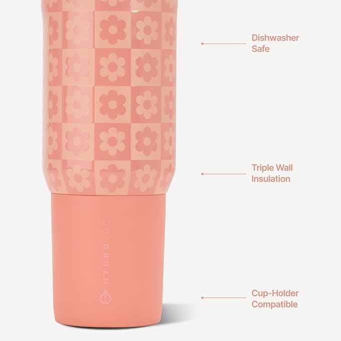 HydroJug Sport 20 oz Insulated Stainless Steel Water Bottle, Daisy Checkers - Image 3