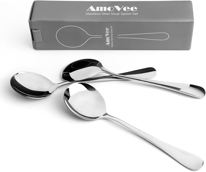 6 Piece Soup Spoons, High Grade Stainless Steel Soup Spoons, Dishwasher Safe - Image 2