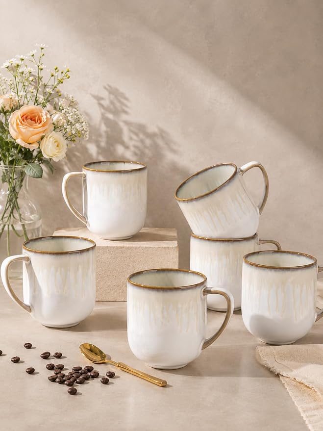 LERATIO 12OZ Ceramic Coffee Mugs Set of 6, Large Porcelain Coffee Cups by LeRatio