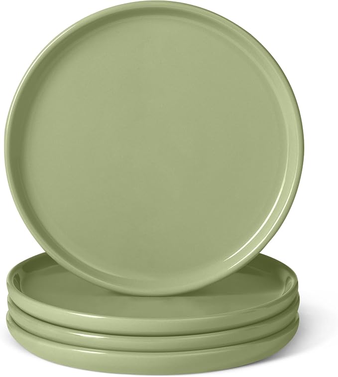 Amazon Basics Glazed Stoneware Appetizer Plates, Ceramic 4-Piece Set, Microwave by AmazonBasics