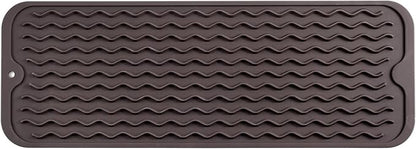 Silicone Dish Drying Mat for Multiple Usage,Easy clean,Eco-friendly,Heat-resistant Silicone Mat for Kitchen Counter,Sink,Bar,Bottle,or Cup Coffee M 17 inches x 6 inches