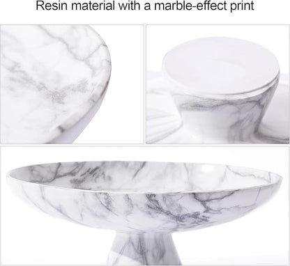 DN DECONATION White Resin Decorative Bowl for Modern Home Decor, 11.2" Large Pedestal Kitchen Fruit Bowl/Key Holder/Candy Dish/Potpourri for Entryway Table, Coffee Table, Dining Room,Table Centerpiece