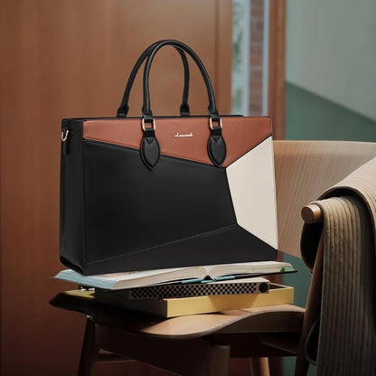 LOVEVOOK Laptop Bag for Women, 15.6 lnch Waterproof Lightweight Leather Tote Bag - Image 3