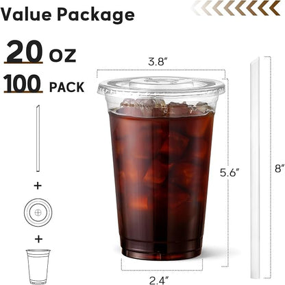 AOZITA 100 Pack - 20 oz Clear Plastic Cups - Image 2