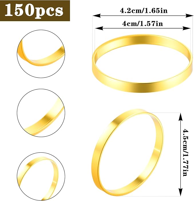 150Pcs Gold Napkin Rings Bulk, Elegant Thanksgiving & Fall Napkin Rings - Image 2