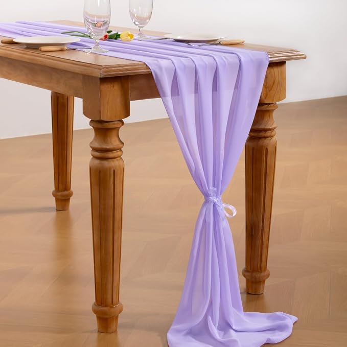 Lilac Chiffon Table Runner Summer Boho Wedding Birthday Party Decor | 10ft - Image 4