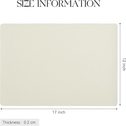 MOSAYT Vinyl Placemats Set of 4, Heat Resistant Place Mats 100% Waterproof Washable & Wipeable Faux Leather Reversible Table Mats for Kitchen Dining Party Indoor Outdoor, 12" x 17", Beige