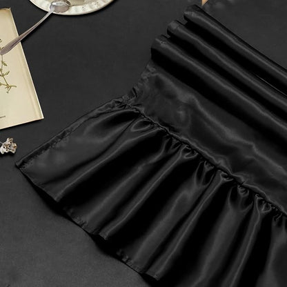 2 Pack Black Satin Table Runner 12 x 72 Inch | Ruffle Design, Luxurious Dining - Image 4
