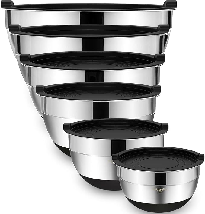 Umite Chef Mixing Bowls with Airtight Lids，6 piece Stainless Steel Metal by UmiteChef