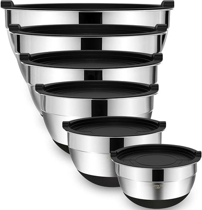 Umite Chef Mixing Bowls with Airtight Lids，6 piece Stainless Steel Metal by UmiteChef
