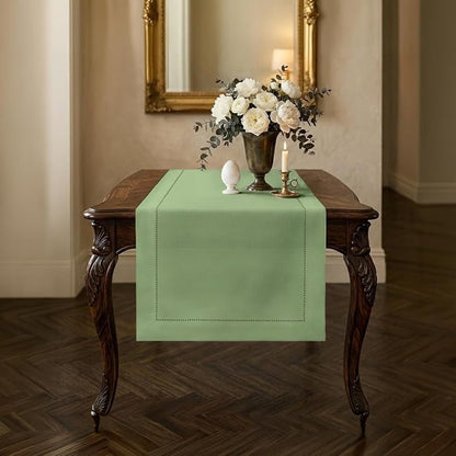 Signature Linen™ by D'Moksha Sage Green Table Runner 36 Inches, 100% Pure Linen by DMokshaHomes