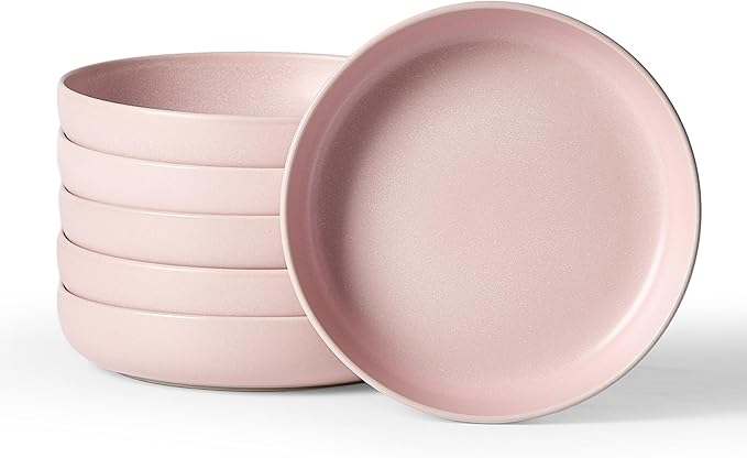 famiware Milkyway 33 oz Pasta Bowls Set of 6, Light Pink | Double Reactive Glaze by Famiware