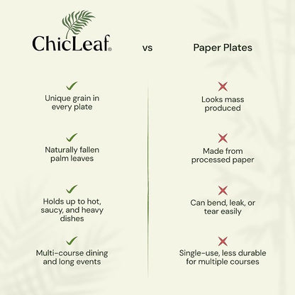 Chic Leaf Square Bamboo Palm Leaf Disposable Plates - 8" Pack of 100 - Biodegradable & Compostable Dinnerware - Disposable Party & Appetizer Plates - Sustainable Dessert Trays Romantic Date Essentials