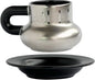 Volcanic Ash Titanium Finish Coffee Mug and Saucer Set | Modern Sculptural by Unknown