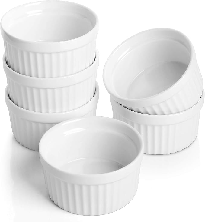 Samsle Porcelain Ramekins 4 oz Oven Safe, Small Souffle Dishes by Samsle