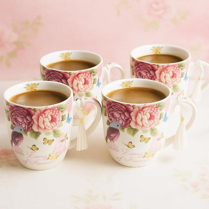 London Boutique Cups Mugs Set 4 Fine China Shabby Chic Vintage Retro Design in - Image 3