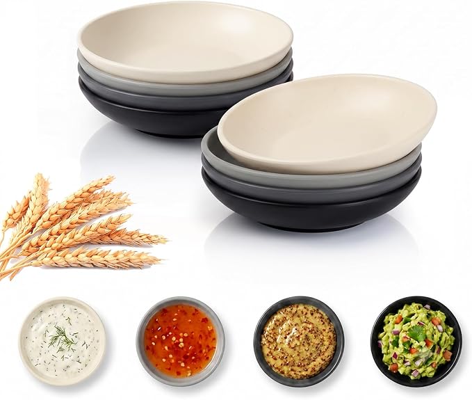 PYRMONT Small Dipping Bowls 2 Oz Wheat Straw Mini Bowls Set of 8 Unbreakable by PYRMONT