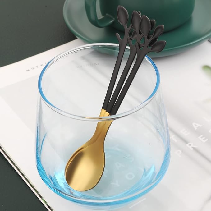 AnSaw Black Swan Base With 10-Pcs Mini Leaf Coffee Spoon Holder Set - Image 8