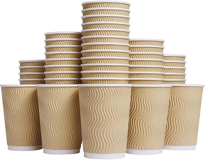Hot 8 oz Disposable Insulated Corrugated Sleeve Ripple Wall Paper Coffee Cups by ToysSavvy