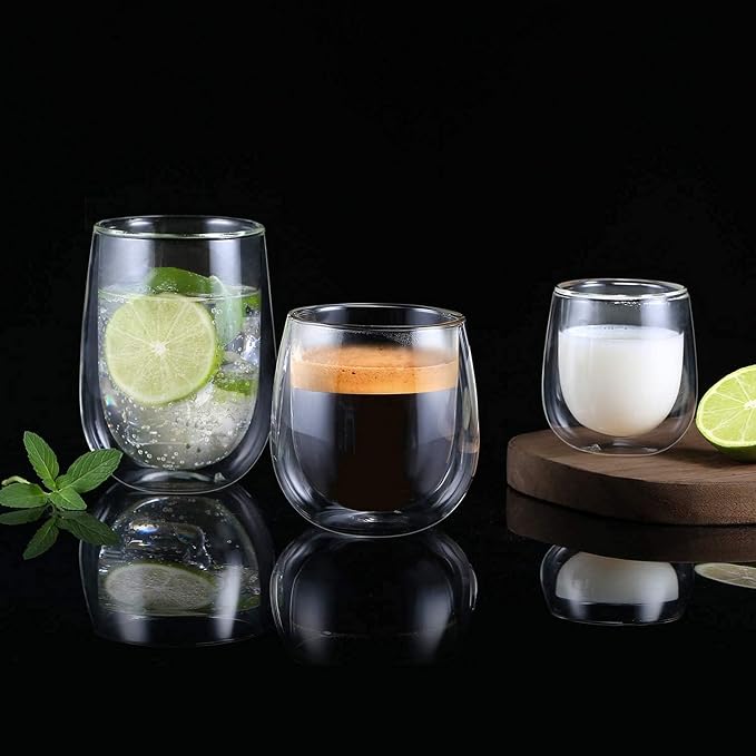 glastal Espresso Cups Set of 6, Double Walled Glass Coffee Cups 4oz - Image 5