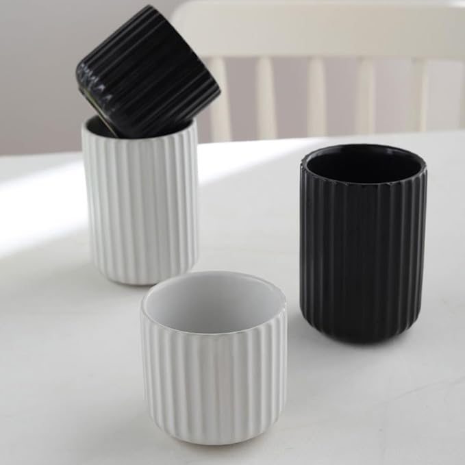 Nordic Ceramic Mug, Japanese Tea Cup 6oz Striped Cup No Handle Drinking Cup - Image 3