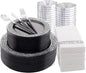 LIYH 350Pcs Black Silver Lace Plastic Plates Dinnerware Set by LIYHLoveinyourheart
