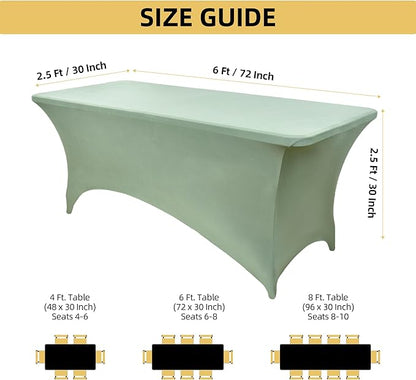 121 2-Pack 6ft Spandex Table Covers for Rectangle Standard Folding Tables - Wrinkle Resistant Stretch Tablecloths - Ultimate Fitted Table Protector for Parties, Banquet, and Wedding