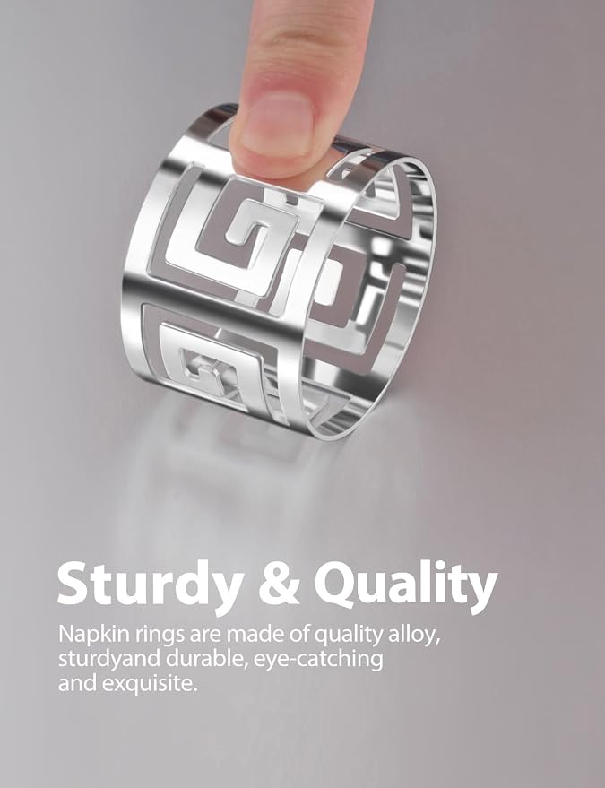 Hollow Out Design Napkin Rings Holder, Exceptional Craftsmanship, - Image 6