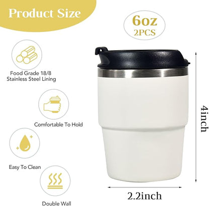 CHLJAR Espresso Cups, 6oz Insulated Espresso Cup Set of 2, Espresso Shot Cups - Image 2