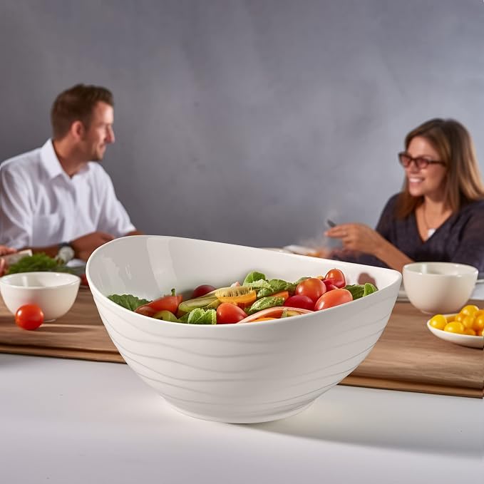KITEISCAT Extra Large Elegant Ceramic Oval Salad Bowl Set - Image 7