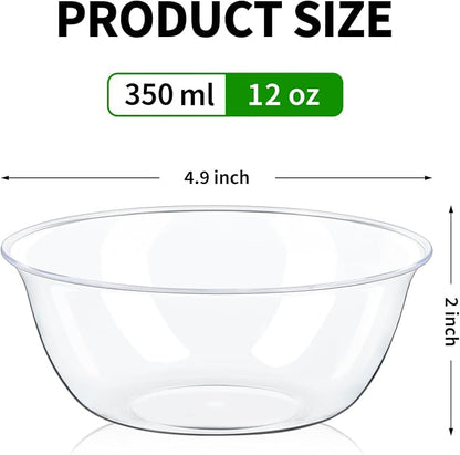 TOFLEN 12 oz Clear Plastic Bowls, 50 Pack | Disposable, Hard Plastic Serving - Image 2