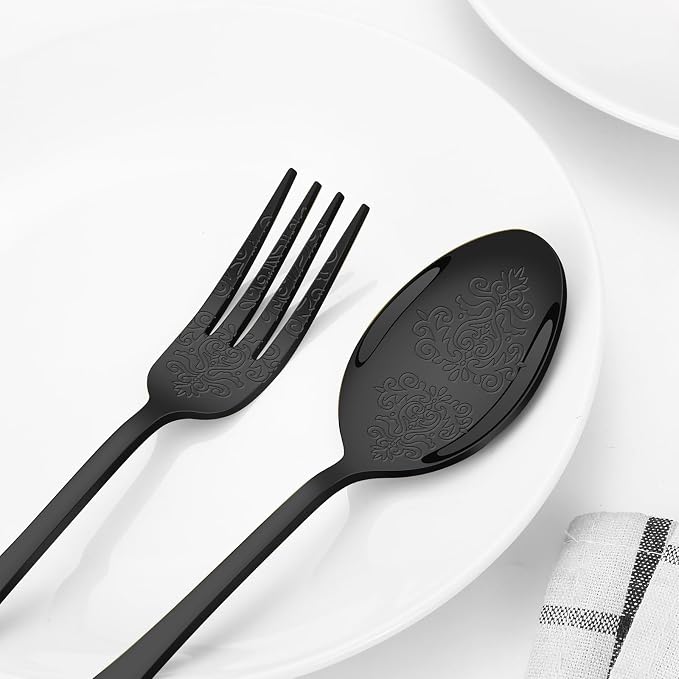 40 Pcs Black Silverware Set for 8, Food Grade Stainless Steel Flatware Set - Image 4