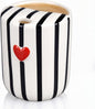 Ceramic Mug with Sip Hole 10 oz Novelty Black Striped Red Heart Ceramic Coffee by Ferrochef