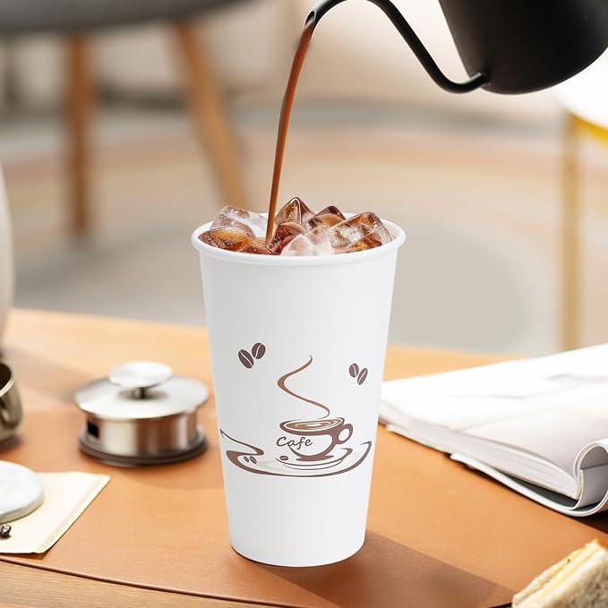 Lamosi 180 Pack 16 oz Coffee Cups, Disposable Paper Cups | Hot/Cold Beverage - Image 4