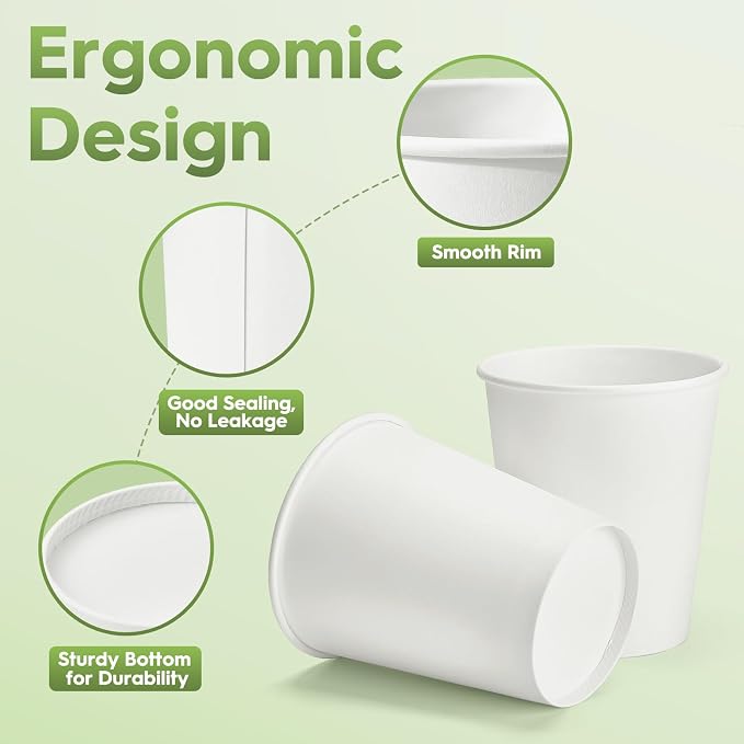 Glotoch Express Paper Cups 12 oz 300 Pack Leak-Proof Disposable Coffee Cups | - Image 3