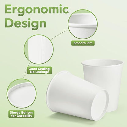 Glotoch Express Paper Cups 8 oz 300 Pack Leak-Proof Disposable Coffee Cups | - Image 3