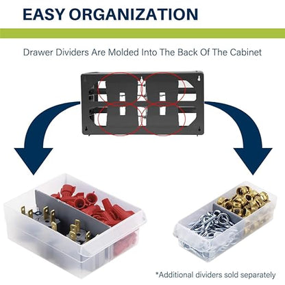 Akro-Mils 26-Drawer Plastic Drawer Storage Cabinet for Garage Organization, Bead Organizer, Building Bricks Storage, Teacher Toolbox, Makeup Organizer, 20-Inch W x 6-Inch D x 10-Inch H, 10126 Red
