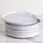 AmorArc Ceramic Dinner Plates Set of 6,10.5 Inch Stoneware Plates Set for Dinner, Elegant Dish Set with Rustic Terracotta Underside, Microwave & Dishwasher Safe, White