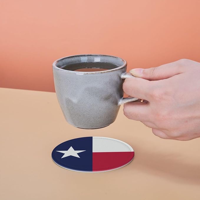 6 Pack Texas Flag Leather Coaster - Image 7