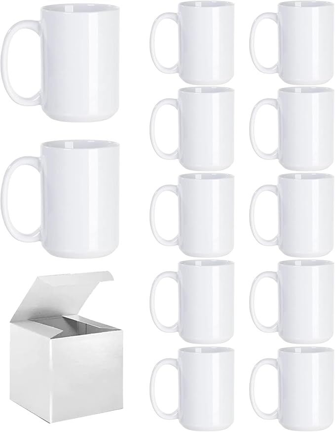 ABBSH Sublimation Coffee mugs, 15 oz White Coffee Mugs Tazas Para Sublimacion by ABBSH