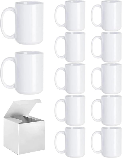 ABBSH Sublimation Coffee mugs, 15 oz White Coffee Mugs Tazas Para Sublimacion by ABBSH