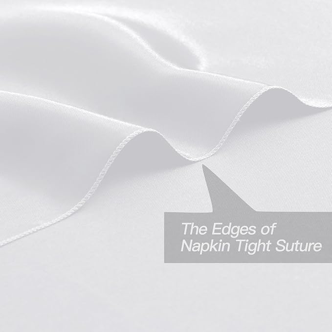 P Pothuiny 12 Pcs White Satin Napkins 17 x 17 Inch, Satin Cloth Napkins | - Image 3