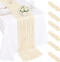 6 Pack Beige Cheesecloth Table Runner 22x120 Inch | Boho Gauze Table Runner by Fwxdbwyl