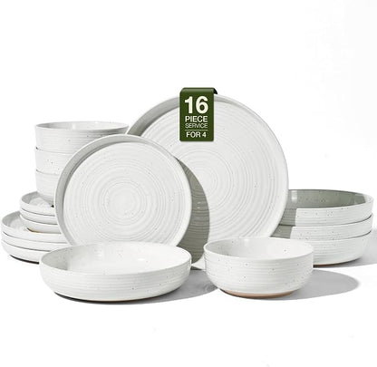 Stoneware Dinnerware Sets with Pasta Bowls, Service by FamiwarePremium