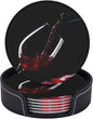6 Pcs Red Wine Glass Splash Arts Leather Coasters by CAPVKING